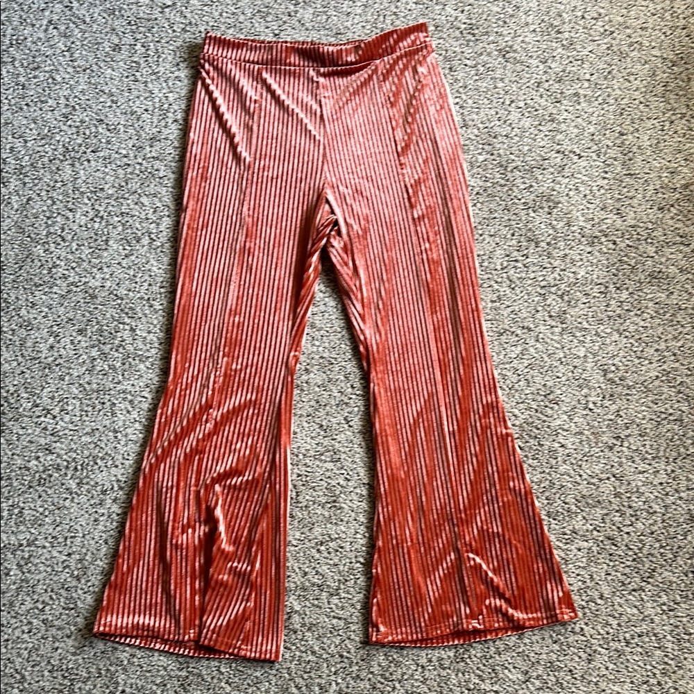 Striped rust flared pants